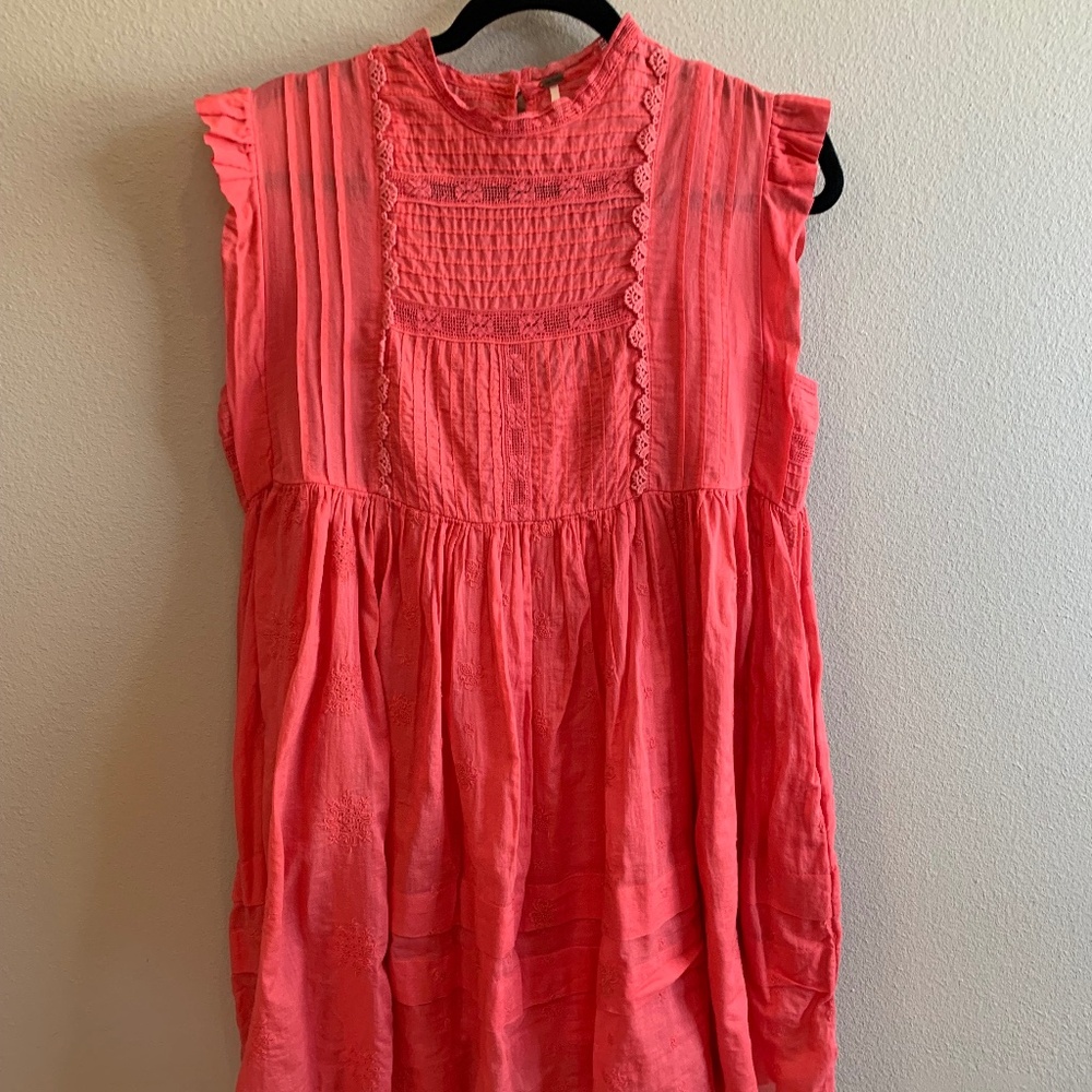 Free People melon-colored, 100% sheer cotton dress